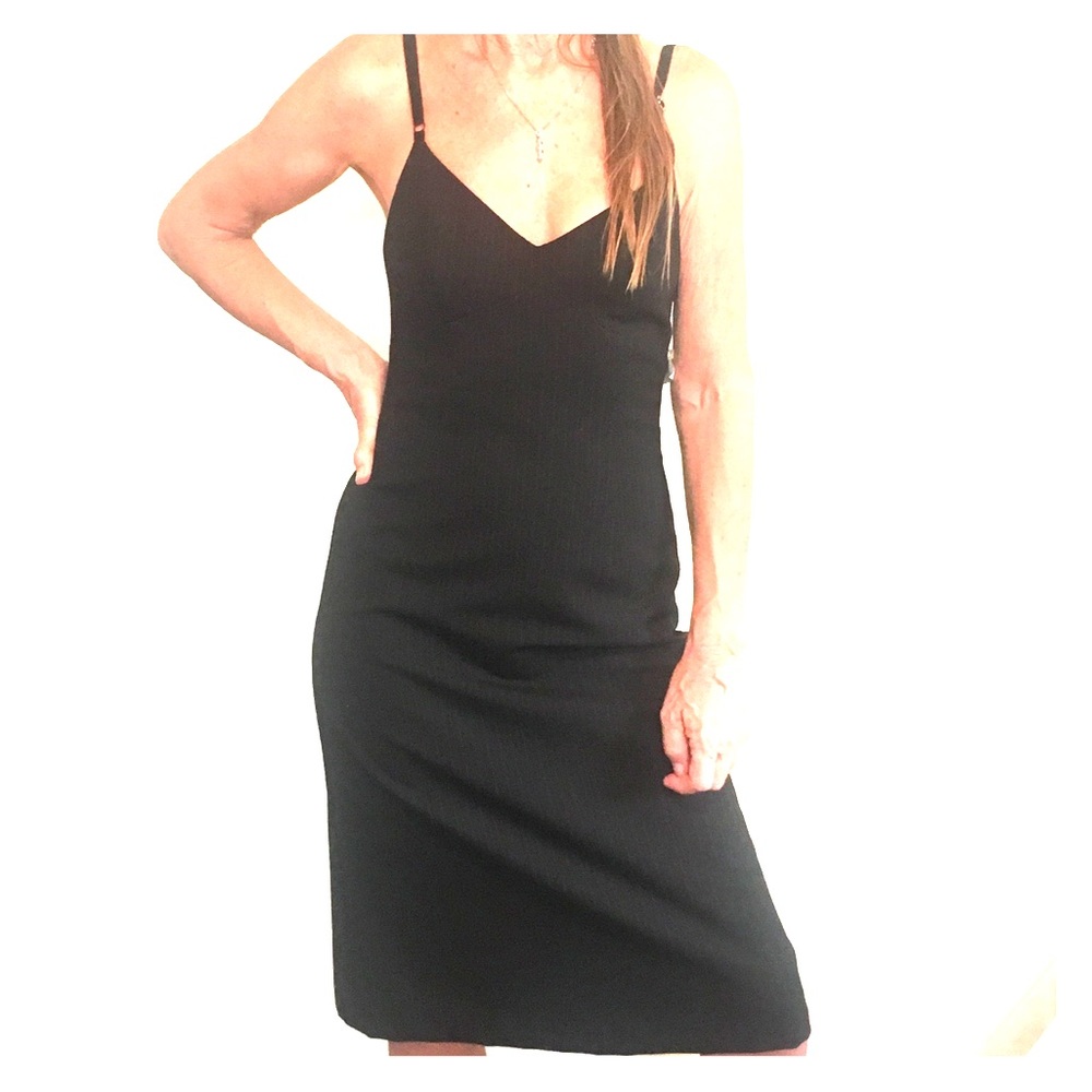 BCBG Black pinstripe knee-length dress